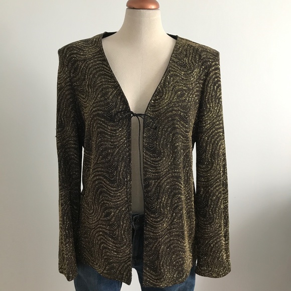 Emotion -Black with  Gold Sparkling open Cardigan /  Vest - Picture 3 of 9